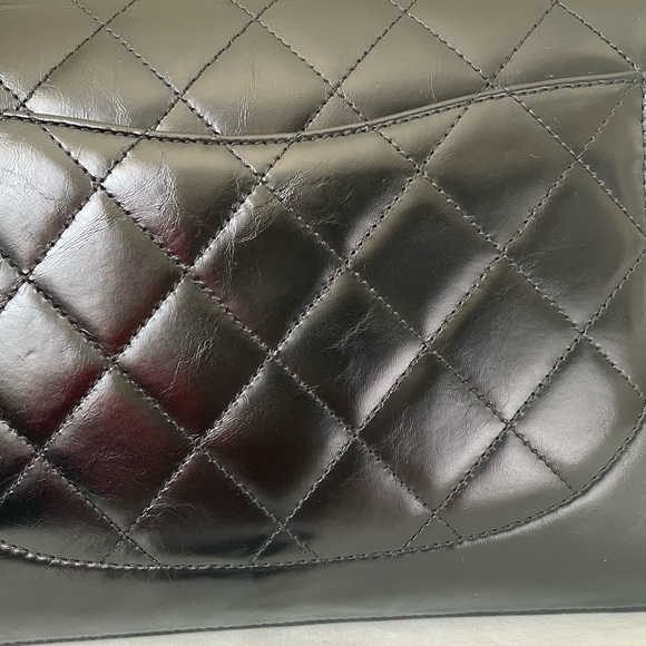 Sold Black Chanel Glazed Calfskin Straight Lined Flap bag - Picture 5 of 17